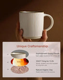 famiware Coffee Mug Set for 4, Star 12 oz Catering Mugs Cup Set with Handle for Coffee, Tea, Cocoa, Milk - Ceramic Stoneware Drinkware Set, White by CozyNest Decor