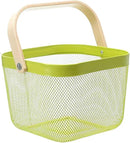 Metal Mesh Steel Basket, Storage Organizer Basket Multi-functional Hanging Kitchen Baskets Fruit Basket with Wooden Handle for Kitchen Bathroom Picnic Shopping Decor Cabinet Home, Macaron Green by GreenHaven Gardens