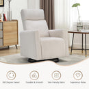 CANMOV Swivel Rocker Chair for Nursery, Swivel Accent Chair with High Back and Arms, Corduroy Glider Chair for Living Room Bedroom Nursery, Beige by TinyTreasures Baby Boutique