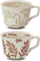Ceramic Coffee Mug, 12 oz Novelty Unique Teacup with Large Handle, Stoneware Cup for Tea Mocha Latte Cappuccino Espresso (Set of 2, Butterfly and Ivy) by CozyNest Decor