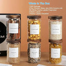 6 Set Glass Pantry Storage Jars with Acacia Airtight Lid - 23oz Thicken Glass Kitchen Canisters with 132 Pantry Labels - Clear Glass Food Storage Containers with Wood Lid for Tea,Sugar,Cookie,Coffee by CozyNest Decor