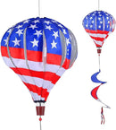 BATTIFE 2Pcs Patriotic Hot Air Balloon Wind Spinner, American Flag Kinetic Wind Twister with Tail, Outdoor Spiral Windmill Garden Yard, 4th of July Hanging Decoration by GreenHaven Gardens