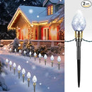 Brightown 2 Pack Strawberry C9 Christmas Pathway Lights Outdoor - Total 34.8 Feet 20 LED C9 Walkway Lights, Clear Bulb Christmas Lights Outdoor Decorations for Lawn Holiday Yard, Pure White by GreenHaven Gardens