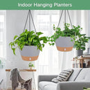QCQHDU 2 Pack 8 inch Hanging Planters for Indoor Plants, Outdoor Hanging Baskets, Self Watering Pots with Drainage Holes & Removable Tray (Light Grey, 8 inch) by GreenHaven Gardens