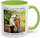 Personalized Coffee Mug – Custom Photo, Text, or Logo Ceramic Mug Tea Cup | Taza Personalizada with Picture or Message | Customized Gift Idea for Men & Women, Mom, Dad, Friends - White/Green | 11oz by TinyTreasures Baby Boutique
