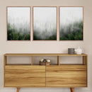 HPINUB Misty Green Forest Framed Canvas Wall Art Set, Nature Scenery Modern Wall Decor, Foggy Mountain Wall Painting, Woodland Landscape Nursery Art Print for Living Room, Bedroom, Office - 16"x24"x3 by CozyNest Decor