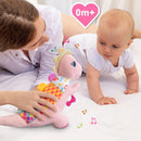 Baby Dino Plush Soft Stuffed Animal Toy for 0-3-6-12+ Months,Infant Musical Toy with Rattle,Squeaker,Sensory Crinkle,Teether & Textures,Tummy Time Toys Christmas Baby Gift for Newborn Girl(Pink) by TinyTreasures Baby Boutique