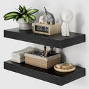 Heimlove 12" Deep Black Floating Shelves for Wall, 24 Inch Wall Shelf Bathroom Shelves Set of 2, Wall Mounted Shelves for Books Living Room Laundry Room Bedroom Kitchen Home Office by CozyNest Decor
