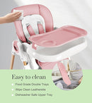 Mallify Convertible High Chairs for Babies and Toddlers, Height Adjustable Baby High Chair, High Chair with Removable Tray, Adjustable Backrest, Portable Baby Dinning Chair with Lockable Wheels by TinyTreasures Baby Boutique