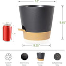 Self Watering Pots for Indoor Plants,12 inch Planters with Drainage Holes Plastic Flower Pots with Deep Reservoir, Black with Brown by CozyNest Decor