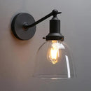 PERMO Industrial Vintage Sconces Slope Pole Single Sconce with 6.7" Oval Dome Clear Glass Shade Matte Black Wall Sconce Wall Mount Light Fixture for Bathroom Bedroom Entryway Home Office Kitchen by CozyNest Decor