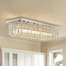 Siljoy Modern Crystal Chandelier 8-Lights Rectangular Flush Mount Pendant Ceiling Light Fixture Rectangle K9 Crystal Raindrop Chandelier for Dining Living Room Kitchen Island L40'' x W10'' x H10' by CozyNest Decor