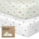 KeaBabies 2-Pack Organic Crib Sheets for Boys, Girls - 52x28 Fitted Crib Mattress Sheet Neutral, Breathable Jersey Cotton Cover for Baby Bed, Toddler Mattress, Soft & Cute Prints (Roarsome) by TinyTreasures Baby Boutique