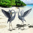 24-27 Inch Standing Crane Garden Sculptures & Statues, Crane Metal Yard Art for Backyard, Lawn, Patio, Porch, Birthday, Wedding Decorations, Gray by CozyNest Decor