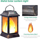 TomCare Solar Lights Metal Flickering Flame Solar Lantern Outdoor Hanging Lanterns Lighting Heavy Duty Solar Powered Waterproof LED Flame Lights for Patio Garden Christmas Decorations, 2 Pack (Bronze) by CozyNest Decor