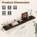 Axeman 48 inch Floating Shelves for Wall - 8'' D Live Edge Rustic Solid Elm Wood Floating Shelves Wall Mounted, Hanging Shelves with Invisible Bracket for Living Room Bedroom Kitchen, Walnut by CozyNest Decor