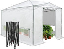 EAGLE PEAK 12x8 Portable Walk-in Greenhouse, Pop-up Indoor Outdoor Garden Green House, Zippered Doors and Windows, Heavy Duty Woven PE Cover, White by GreenHaven Gardens