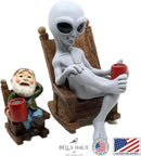 Andre' & Fritz | Celebrating Friendship with a Morning Cup of Coffee | Whimsical Extraterrestrial Outdoor Decor | Garden Statue 2pc Resin Set 6.25”/ 3.50” Tall (Coffee with Friends) by GreenHaven Gardens