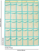 Classroom Pocket Chart for Phone Calculator Holder Over The Door Hanging Closet Jewelry Organizer with 30 Clear Pockets (BEIGE) by CozyNest Decor