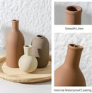 Ceramic Vases Set of 3, Modern Neutral Rustic Farmhouse Home Decor Pottery Pampas Decoration for Living Room, Table, Bathroom, Bedroom, Entryway - Brown by CozyNest Decor