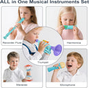 Musical Toys for 2 3 Year Old Boy Girl Birthday Gifts, 5 in 1 Montessori Musical Instruments for Toddlers 2-4 with Trumpet/Microphone/Flute/Harmonica, Preschool Learning Toys for Baby 18+ Months by TinyTreasures Baby Boutique
