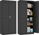 71" Tall Metal Pantry Cabinet, Black Kitchen Pantry Storage Cabinet with 4 Adjustable Shelves and Gold Handles, Cupboard for Kitchen, Dining Room, Living Room, Bathroom by CozyNest Decor