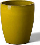 Emissary Bullet 14 in. Mustard Yellow Ceramic Round Planter (14 in. L x 14 in. W x 15.5 in. H) with Drainage Hole by CozyNest Decor