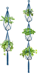 USLAI Macrame Plant Hanger Indoor Outdoor, Up to 4-15 inch Pot, Heavy 20lb Planters, Extra Long Strong Hanging Planter Basket Holder, Boho Home Decor, 49+72 Inch, Blue (POTS NOT Included) by GreenHaven Gardens