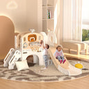 XJD 8 in 1 Toddler Slide Set, Kids Slide for Toddlers Age 1+, Toddler Climber Slide PlaySet with Basketball Hoop and Ball,Outdoor Indoor Playground for Toddlers 1-3 (Beige Coffee, 8 in 1) by TinyTreasures Baby Boutique