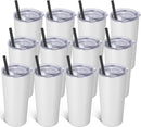 VEGOND 20oz Tumbler Bulk with Lid and Straw 12 Pack, Stainless Steel Vacuum Insulated Tumbler, Double Wall Coffee Cup Travel Mug, White by TinyTreasures Baby Boutique