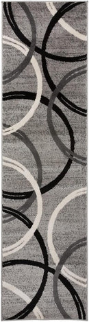 Rugshop Modern Wavy Circles Desing Runner Rug 2' x 7' 2" Gray by TinyTreasures Baby Boutique