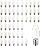C9 Christmas Replacement LED Light Bulbs,E17 Base Commercial Grade Holiday Bulbs, 4W 5W 6W 7W Incandescent Equivalent, Warm White 2200K, Clear Plastic Bulbs for Christmas String Light - 50 Pack by GreenHaven Gardens