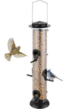 Bird Feeders for Outdoors Hanging,Finch Feeders for Outside,Chew-Proof Hanging Bird Feeder,Rust-Proof Birdfeeder,Squirrel Proof 6 Ports Metal Bird Feeder,14 Inch,1 Pack,Black by CozyNest Decor