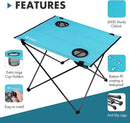 VILLEY Folding Camping Table, Lightweight Portable Beach Table with 2 Cup Holders & Carry Bag for Camping, Beach, Fishing, Travel, and Outdoor Activities (Large) by GreenHaven Gardens