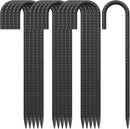 18 Inch Steel J Hook Rebar Ground Stakes 16 Pack 1/2 Inch Diameter Fence Stakes for Wire Fencing with Chisel Point End Metal Tent Stakes Heavy Duty for Outdoor Camping, Black by CozyNest Decor