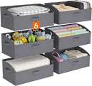Lifewit Storage Baskets for Shelves, 6 Packs Non-woven Fabric Trapezoid Closet Organizer Bins with Handles, Foldable Clothing Containers Box for Clothes, Toy, Towel, Book, DVD, Hats, Large-Grey by TinyTreasures Baby Boutique