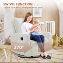 Swivel Rocking Recliner Chair for Nursery, Upholstered Glider Rocker Recliner, Swivel Reclining Chair for Nursery Living Room Bedroom, White Short Plush by TinyTreasures Baby Boutique