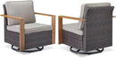 Outdoor Wicker Patio Furniture Set - 5 Piece Patio Conversation Set with 2 Wicker Swivel Rocker Chairs,2 Rattan Ottoman and 1 Couch,Thick Cushions,Deep Seating,Wide Armrest(Brown/Grey) by CozyNest Decor