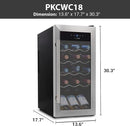 NutriChef PKCWC18 Slim Wine Fridge 18 Bottle Mini Beverage Chiller Adjustable Temp Control, 30x13x17 IN, Black by CozyNest Decor