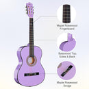 ADM Beginner Acoustic Classical Guitar 38 Inch Nylon Strings Wooden Guitar Bundle Kit for Kid Boy Girl Student Youth Guitarra Online Lessons with Gig Bag, Strap, Tuner, Strings, Purple by TinyTreasures Baby Boutique