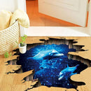 Quanhaigou 3D Wall Decals Stickers Wall Murals Wallpaper Decor for Home Floor Living Room (Blue Dolphin) by CozyNest Decor