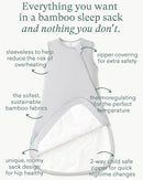 Supersoft Sleep Sack 1.0 TOG, Premium Bamboo Viscose Baby Sleeping Bag 2-Way Zipper Sleep Sack Baby Wearable Blanket by TinyTreasures Baby Boutique