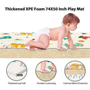 Baby Play Mat, 74 x 50 Inch Play Mat Perfect for Use Baby Playpen, Foldable Baby Foam Playmat for Floor, Portable Waterproof Activity PlayMats for Babies, Infants and Toddlers by TinyTreasures Baby Boutique
