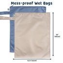 Tiny Twinkle Mess-Proof Waterproof Wet Dry Bag | 2-Pack Reusable Wet Bags for Swimsuits & Baby Clothes | Leakproof Wet Bag for Travel & Diaper Changes for Baby (Periwinkle, Pebble) by TinyTreasures Baby Boutique