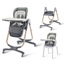 6 in 1 Convertible High Chairs for Babies and Toddlers,Portable High Chair with Dishwasher Tray and 4 Wheel,Booster Seat for Dining Table,Foldable Toddle and Baby Feeding Highchair (Gold-Grey) by TinyTreasures Baby Boutique