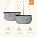 La Jolie Maison Large Hanging Planters - 12 Inch Outdoor Flower Pots, Rock Gray Hanging Garden Planters Set of 2 by CozyNest Decor