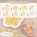 Assorted 170-230PCS Yellow Acrylic Beads for Bracelet Making, Flower Bow Butterfly Candy GummyBear Aesthetic Bracelet Charms,Cute Beads for Jewelry Making DIY Necklace Keychain Phone Charm by TinyTreasures Baby Boutique