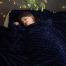 NEWCOSPLAY Super Soft King Blanket Dark Navy Premium Silky Flannel Fleece 3D Clouds Stylish Jacquard Lightweight Bed Blanket All Season Use 350GSM (Dark Navy, King(90"x110")) by CozyNest Decor