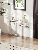 Acrylic Console Table, Entryway Table with Storage Shelves (1, 39.4 * 31.5 * 11.7) (Clear) by CozyNest Decor