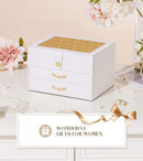 White Jewelry Box Organizer: Home Decor for Women - 2-Drawer Holder for Valentine’s Day Birthday Christmas White Gold by TinyTreasures Baby Boutique